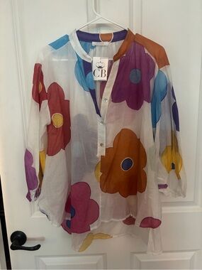 Multicolor Floral Sheer Tunic Top Coverup
